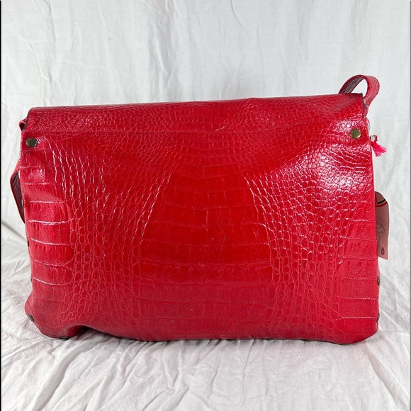Caggiano Vintage Red Leather Briefcase Messenger Bag - Picture 2 of 14